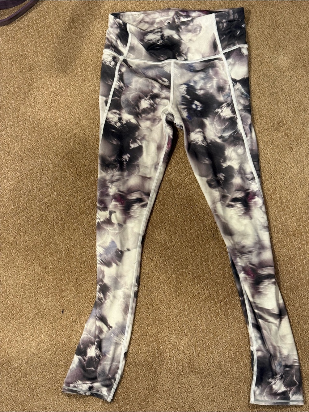 Women’s Floral Leggings - Purple Gray
